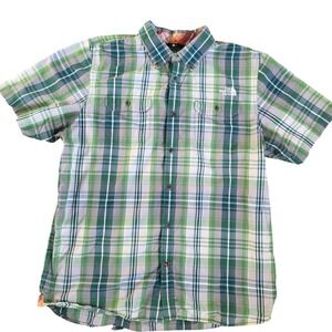 The North Face green Plaid Short Sleeve Button Up Shirt Mens XL Granola Gorpcore